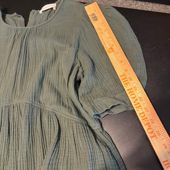 The Impeccable Pig Green Swing Gauze Cotton Mini Dress Size Large L - Picture 5 of 7